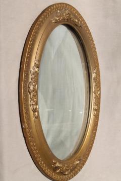 shabby antique silvered glass fisheye mirror, convex bubble glass in old gold frame