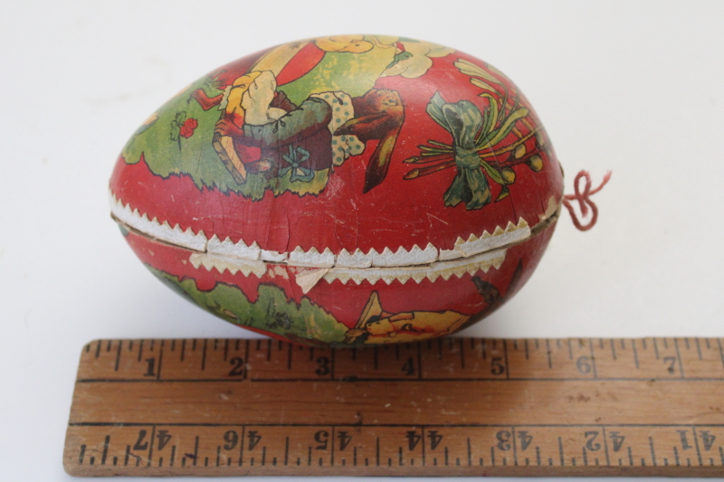 shabby antique vintage paper Easter egg candy container  chenille chicks