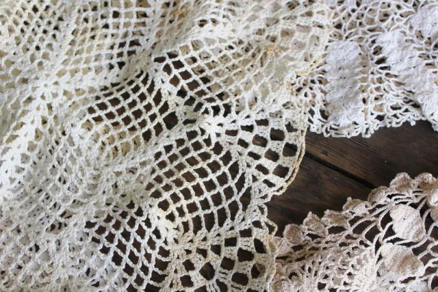 shabby chic crochet doily lot, vintage lace doilies & round centerpieces