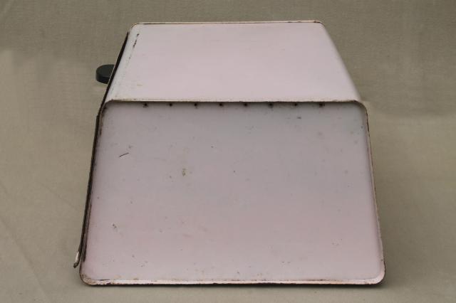 shabby chic pink vintage metal bread box for country cottage kitchen