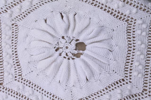 shabby chic vintage white cotton crochet lace bedspread, country cottage style