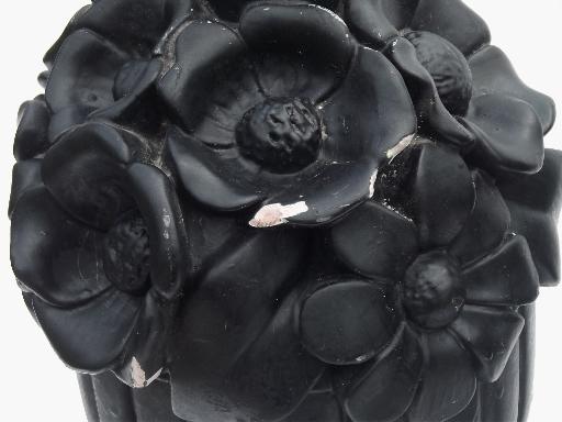 shabby chippy vintage plaster flower basket lamps, matte chalkboard black paint