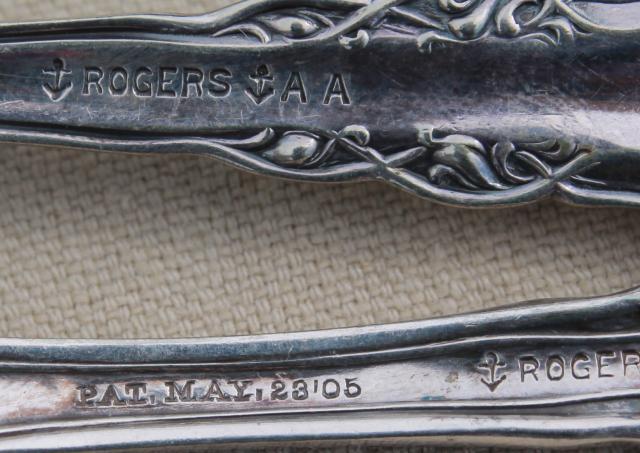 shabby fancy silver plate teaspoons, sugar spoons, butter knives - mismatched vintage silverware