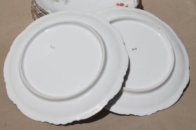 shabby french cottage roses china plates, vintage dessert plate set of 8