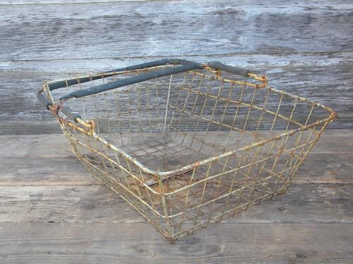 shabby french county vintage wire farm vegetable market or bread basket