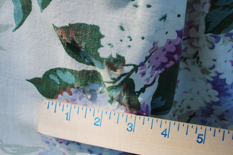 shabby lilacs floral vintage cotton print curtain panels, vintage fabric for upcycle