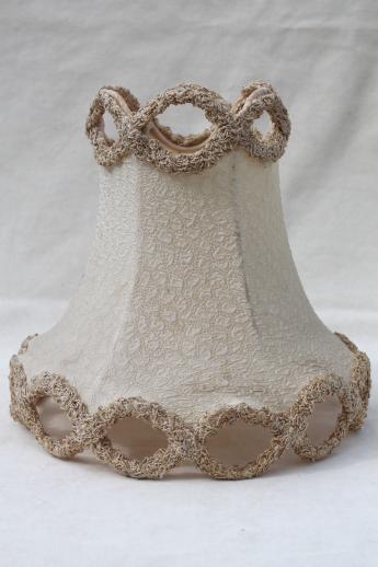 shabby mirrored glass candlestick lamp w/ vintage chenille trimmed lamp shade