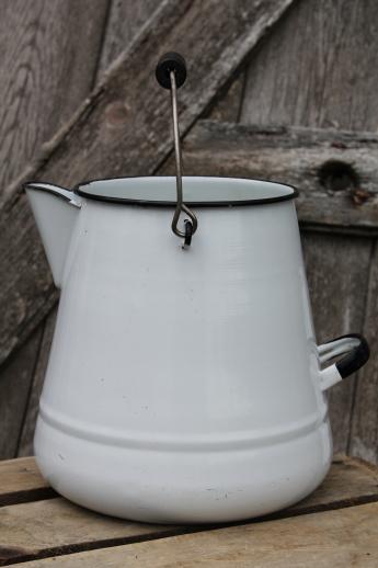 shabby old enamelware coffee pot for garden flower planter, vintage enamel ware