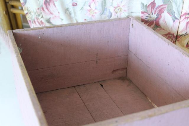 shabby pink paint vintage wood box for storage or displays, rustic country farmhouse decor