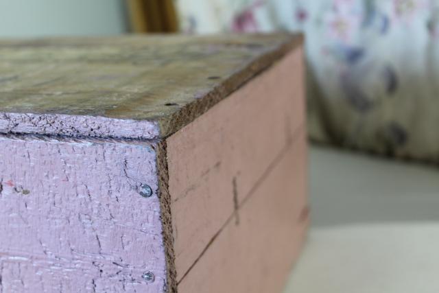 shabby pink paint vintage wood box for storage or displays, rustic country farmhouse decor