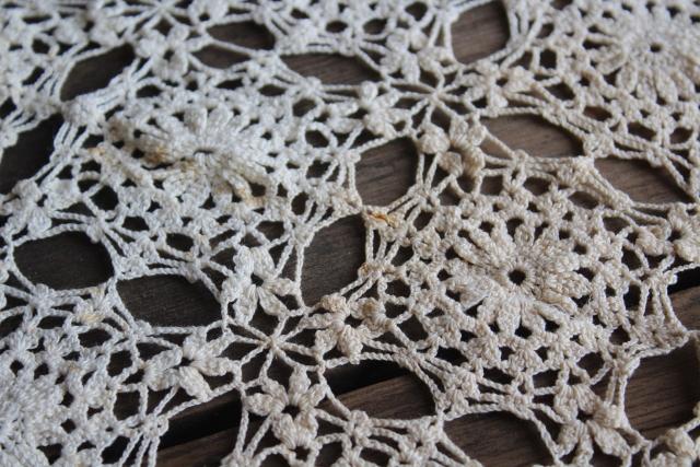 shabby vintage crochet lace table cover cloth, farmhouse table topper ...