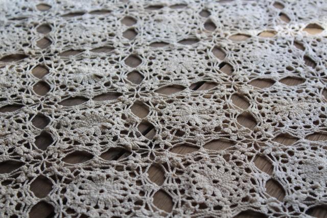 shabby vintage crochet lace table cover cloth, farmhouse table topper centerpiece 