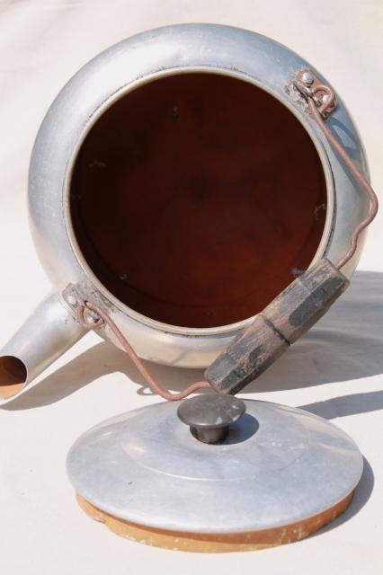 shabby vintage metal tea kettle for garden planter, big old teapot one gallon size