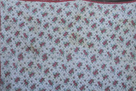 shabby vintage whole cloth quilts, cotton print quilted comforter blankets