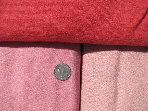shades of pink, lot vintage wool fabric for sewing crafts, felting, braiding rugs