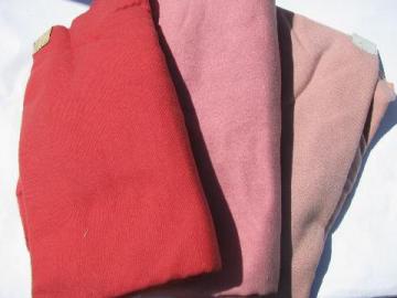 shades of pink, lot vintage wool fabric for sewing crafts, felting, braiding rugs
