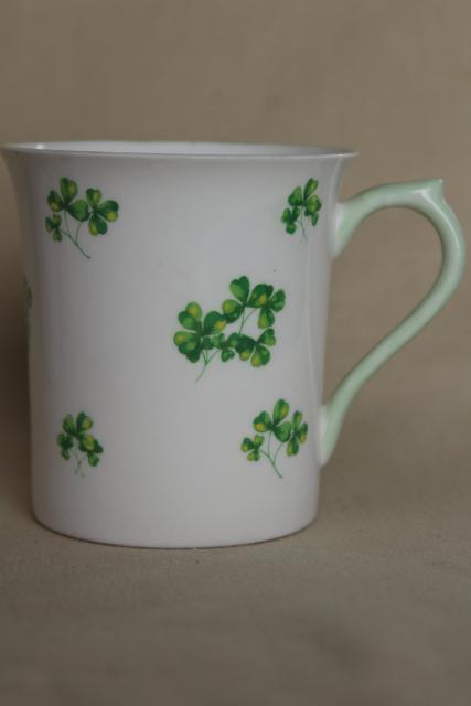 shamrock pattern vintage coffee tea mugs collection, Irish lucky clover for St Patrick's Day