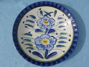 signed Berhihi Italy bowl, handpainted flowers vintage Italian pottery