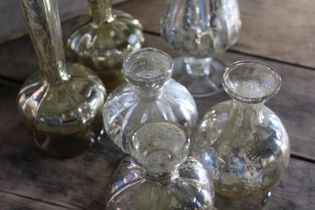silver & gold vintage mercury glass vases collection, wedding table or holiday decor