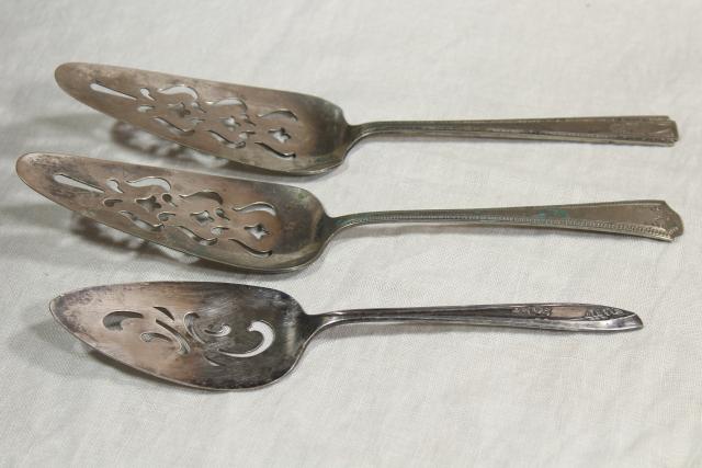 silver plate cake servers, mismatched vintage silverware serving pieces, caterers lot?