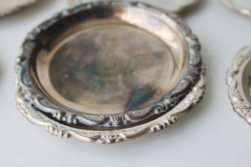 silver plated coasters, set of 12 tiny plates vintage silverplate