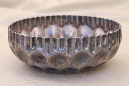 silver washed copper bowl & charger plate, hand wrought copper with silver wash