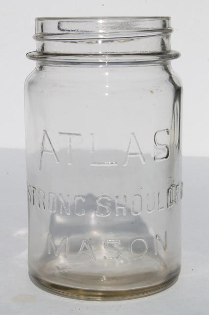 six different vintage pint mason jars, mismatched canning jar drinking jars / party glasses