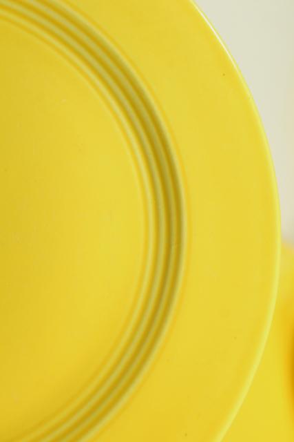 six solid yellow salad plates, vintage ceramic Harlequin Homer Laughlin china