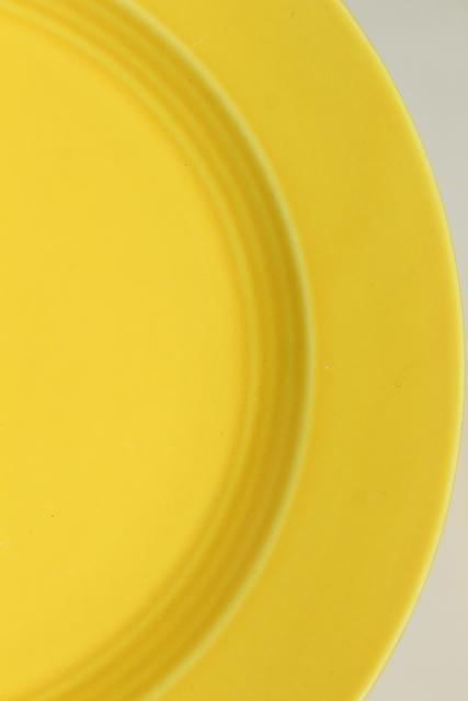 six solid yellow sandwich plates, vintage ceramic Harlequin Homer Laughlin china
