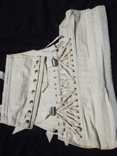 size 40 vintage Camp cotton corset w/ boning, waist cinch fan lacing