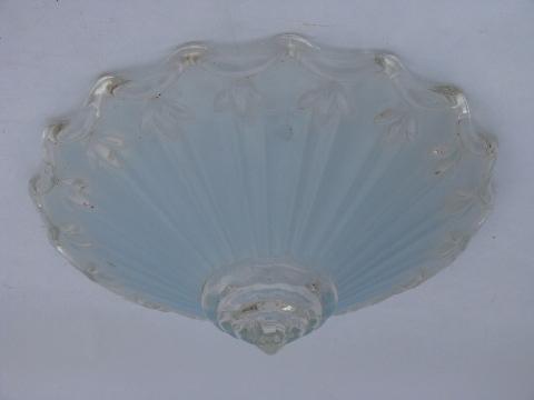 Sky Blue Vintage Pressed Glass Pendant Light Shade Antique