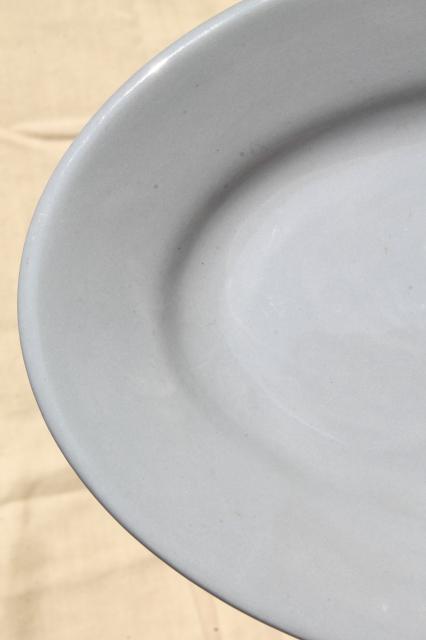 sky tone Lune pale blue Buffalo ironstone china platter, vintage restaurantware oval plate