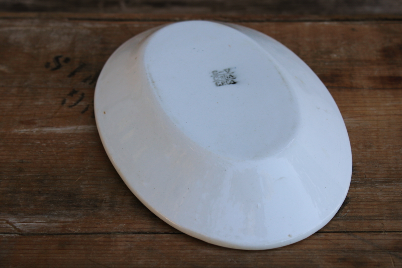 small chunky platter, antique all white china Crown Potteries Semi Vitreous ironstone, early 1900s vintage