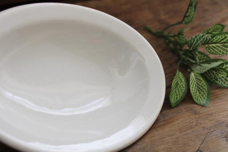 small old white ironstone soap dish, vintage Shenango china oval bowl