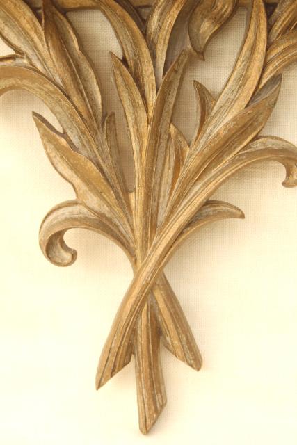 small ornate vintage gold shelf, Syroco Syrowood plate holder wall bracket