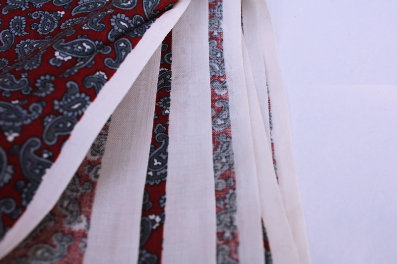 small paisley print vintage cotton fabric blue on burgundy classic menswear foulard style
