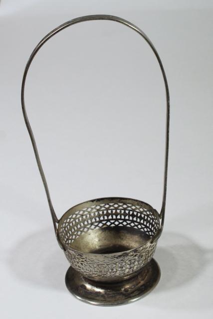 small silver plate basket table server, jam pot holder or egg basket