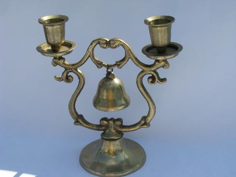 small solid brass gong bell on stand, for table or store counter