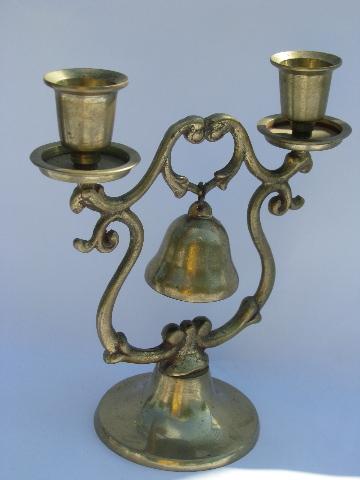 small solid brass gong bell on stand, for table or store counter