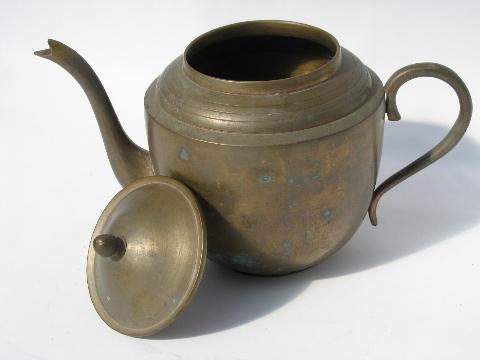 small solid brass teapot, tea for one or two