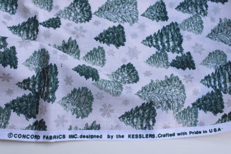 snowy pines winter holiday print cotton fabric Kesslers Concord quilting weight material