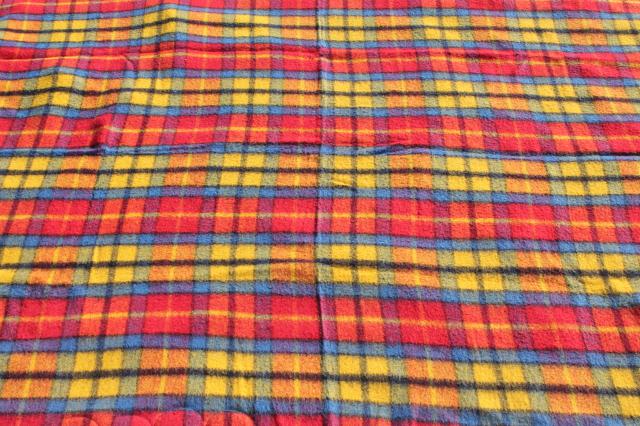 soft acrylic stadium blanket / throw, vintage camp blanket red tartan plaid