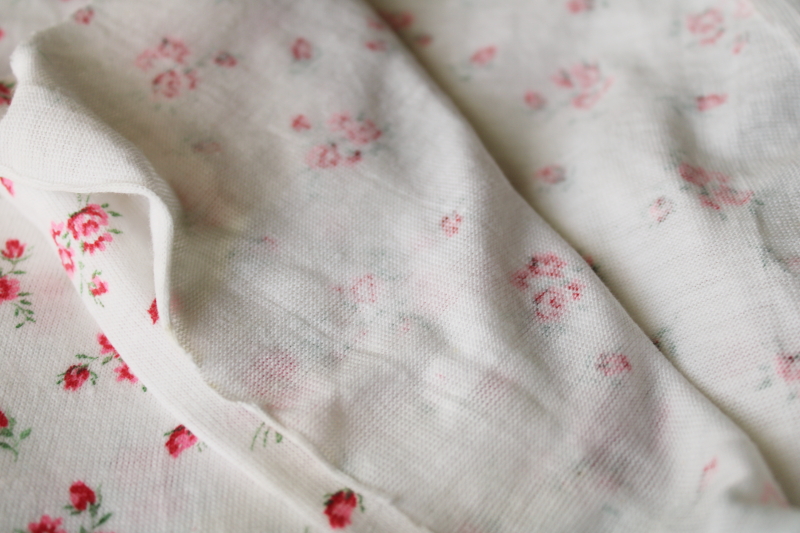 soft all cotton jersey knit fabric pink floral on white, nice for baby doll clothes