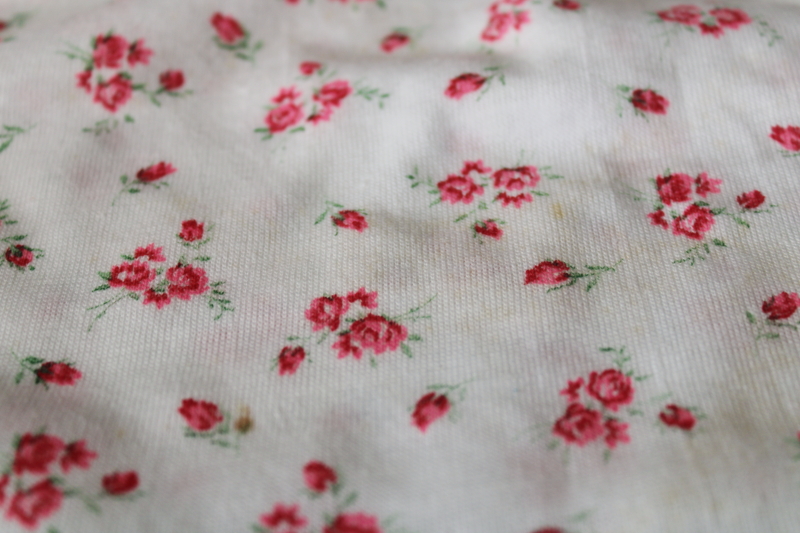 soft all cotton jersey knit fabric pink floral on white, nice for baby doll clothes
