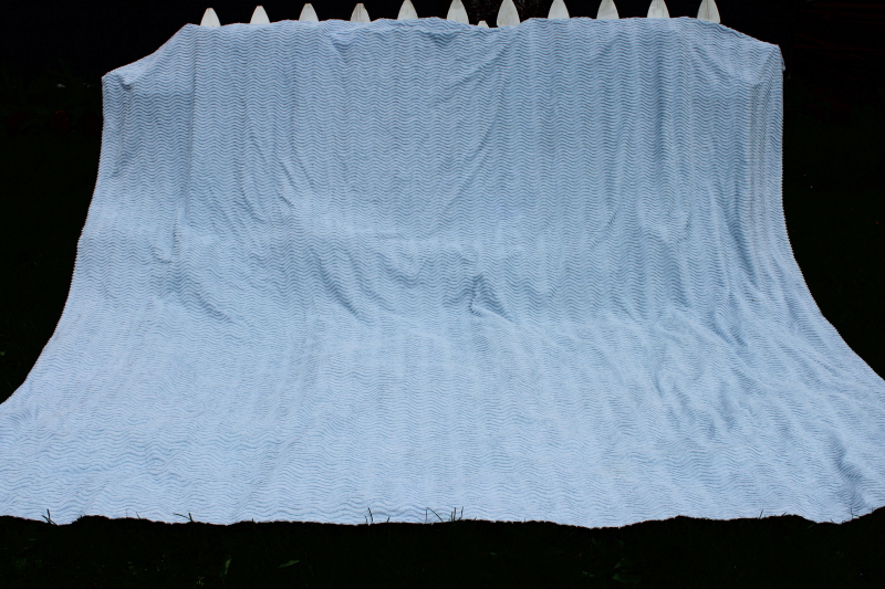 soft blue cotton chenille bedspread, queen size bed cover vintage cottage chic
