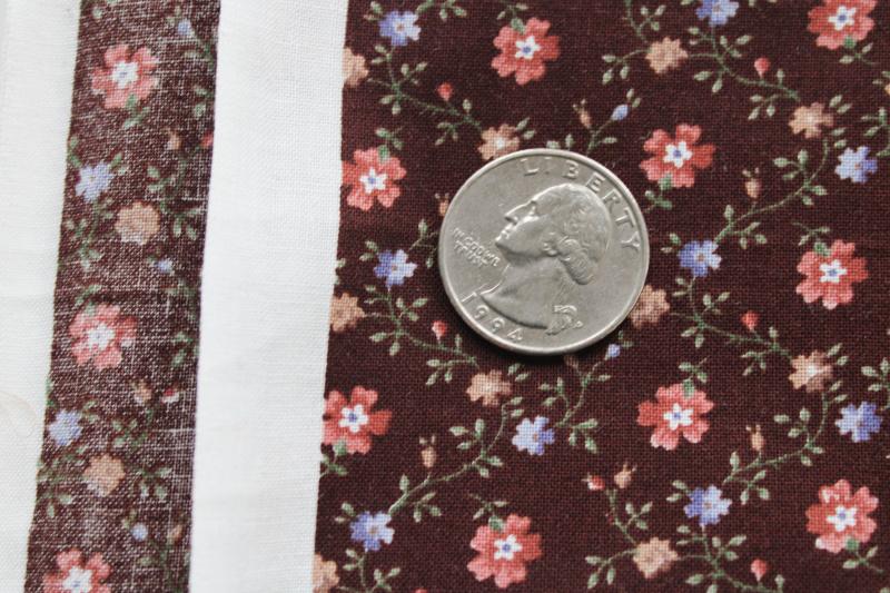 soft cotton fabric w/ flowers on brown, 70s 80s vintage VIP Cranston print works