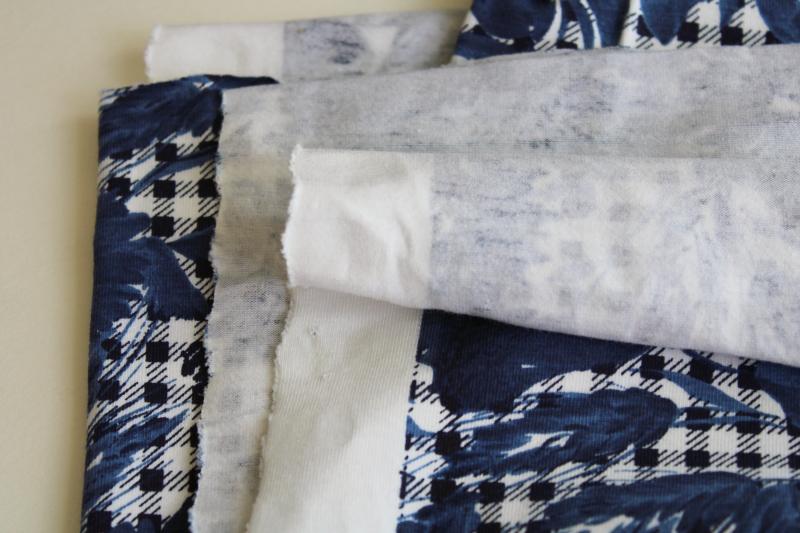 soft cotton / spandex knit fabric, indigo blue floral houndstooth print