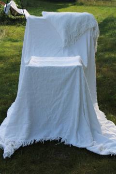soft fluffy clean freshly washed vintage white cotton candlewick chenille bedspreads lot