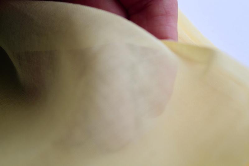 soft light pure cotton voile, 1960s 70s vintage fabric yellow solid color material