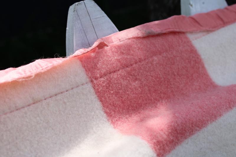 soft old pink & white checked pattern blanket, vintage cottage gingham style